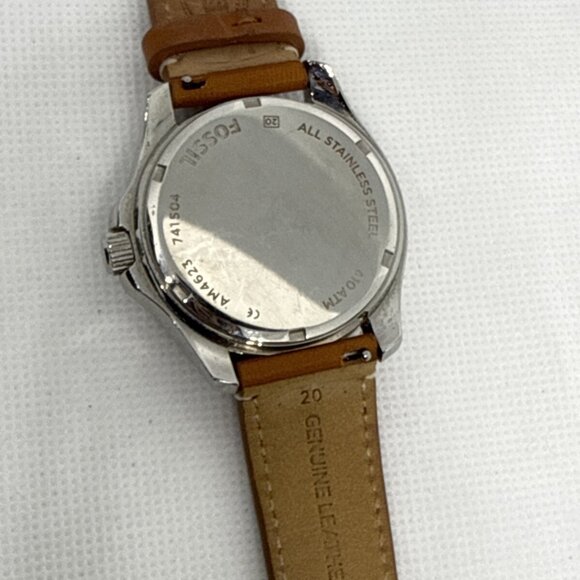 Fossil AM4623 Cecile Crystal Accented 40mm Quartz Brown Leather Strap Women's - Picture 9 of 12